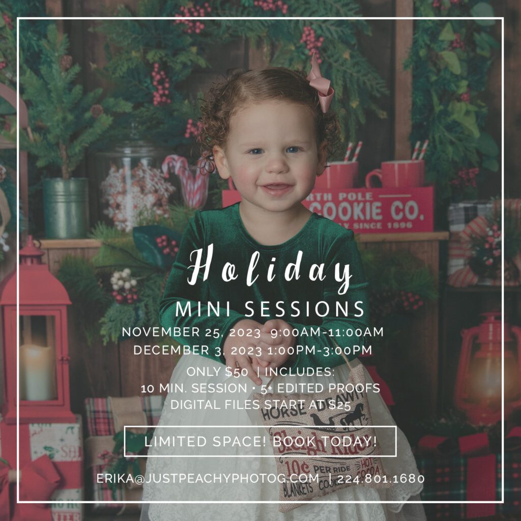 little girl in Palatine, IL studio for holiday mini sessions